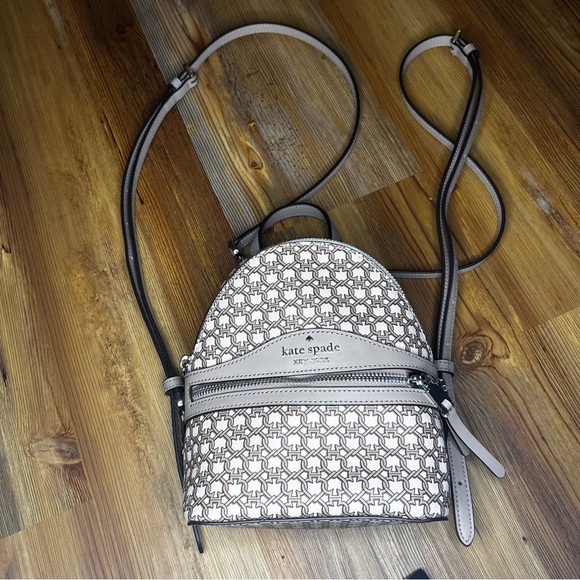Kate Spade Tan and Cream Patterned Backpack